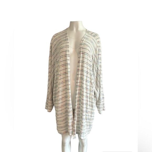 Torrid women’s Lightweight Striped White Dolman Sleeve Duster Cardigan Sweater - Picture 1 of 8